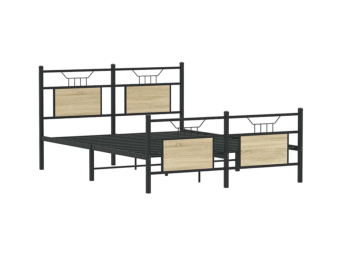 Letto per adulti | Letto matrimoniale | Giroletto senza Materasso Rovere Sonoma 137x190cm in Truciolato