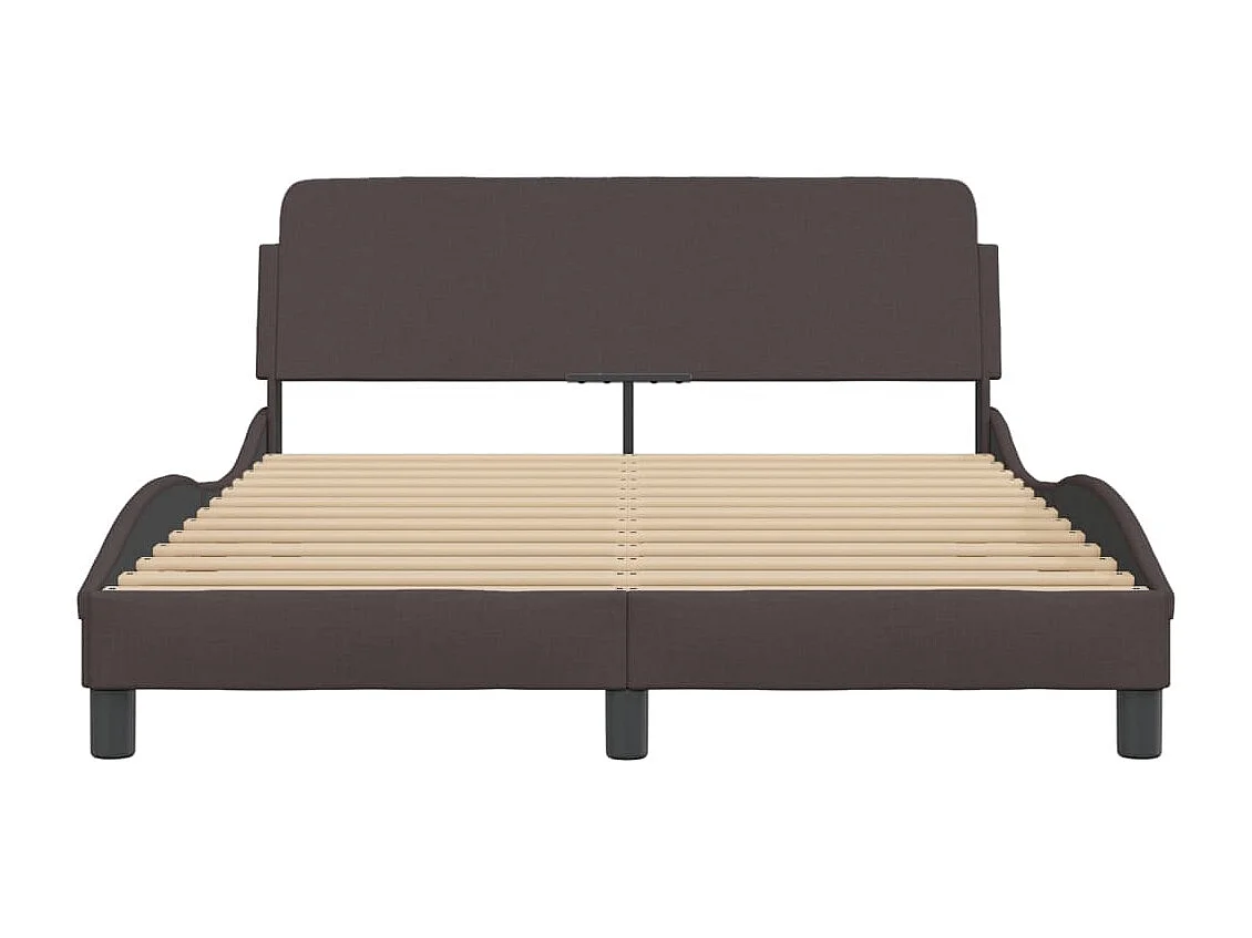 Lit double | Lit adulte | Cadre de lit marron foncé 140x200 cm tissu