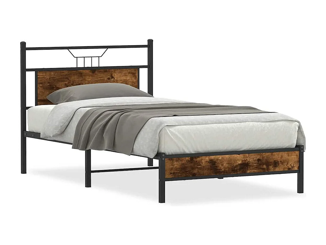 Letto per adulti | Letto singolo | Giroletto senza Materasso Rovere Fumo 107x203 cm in Truciolato