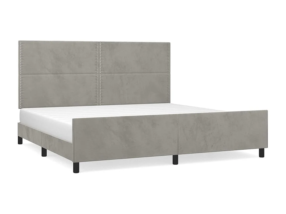 Lit double | Lit adulte | Cadre de lit gris clair 200x200 cm velours