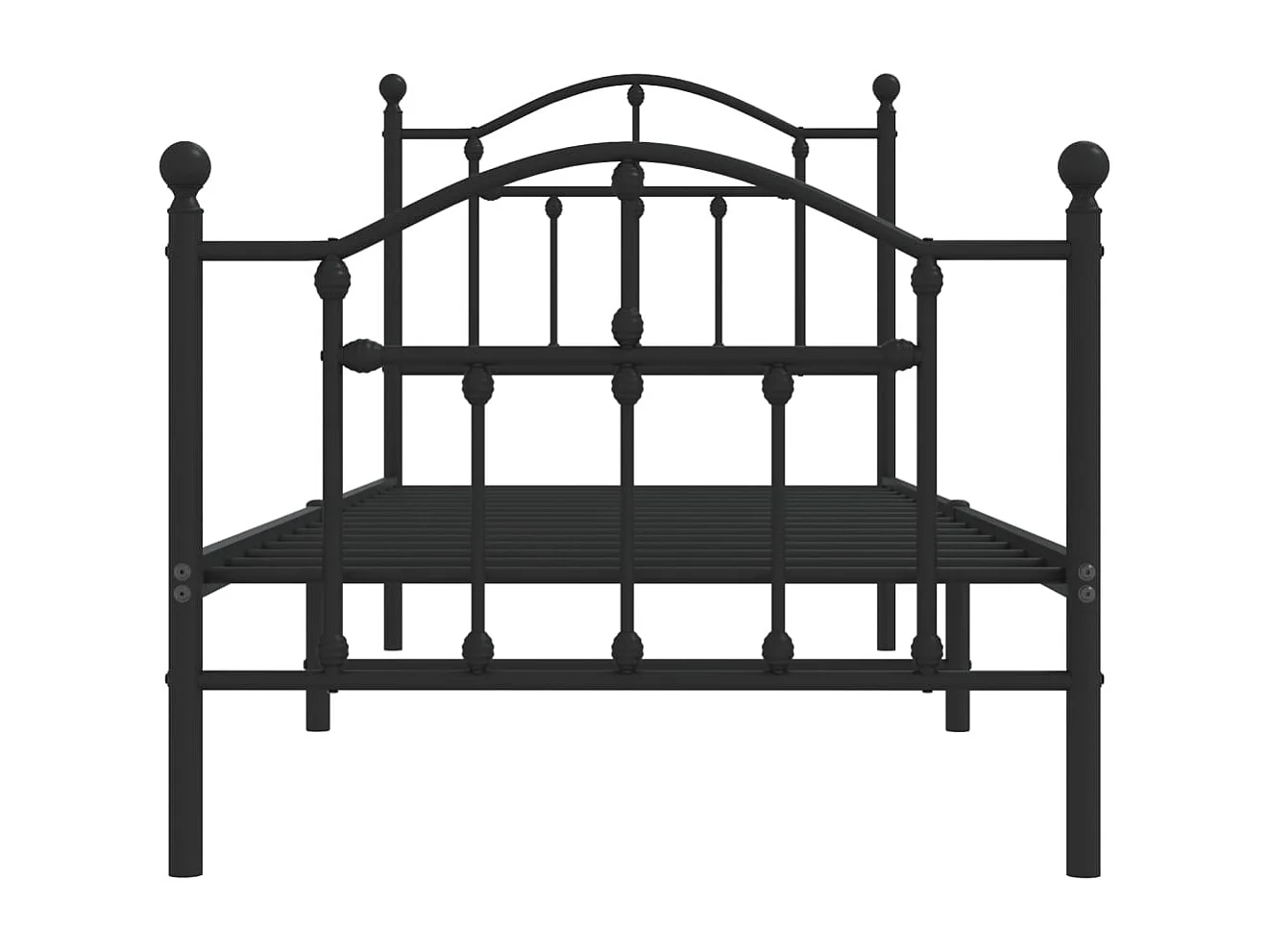 Lit simple | Lit adulte, enfant | Cadre de lit métal avec pied de lit noir 90x190 cm