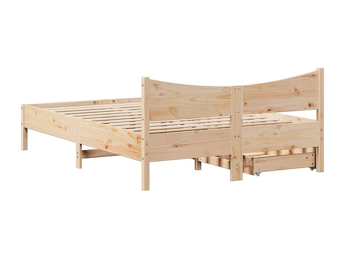 Bedframe | Eenpersoonsbed met lades massief grenenhout 120x200 cm