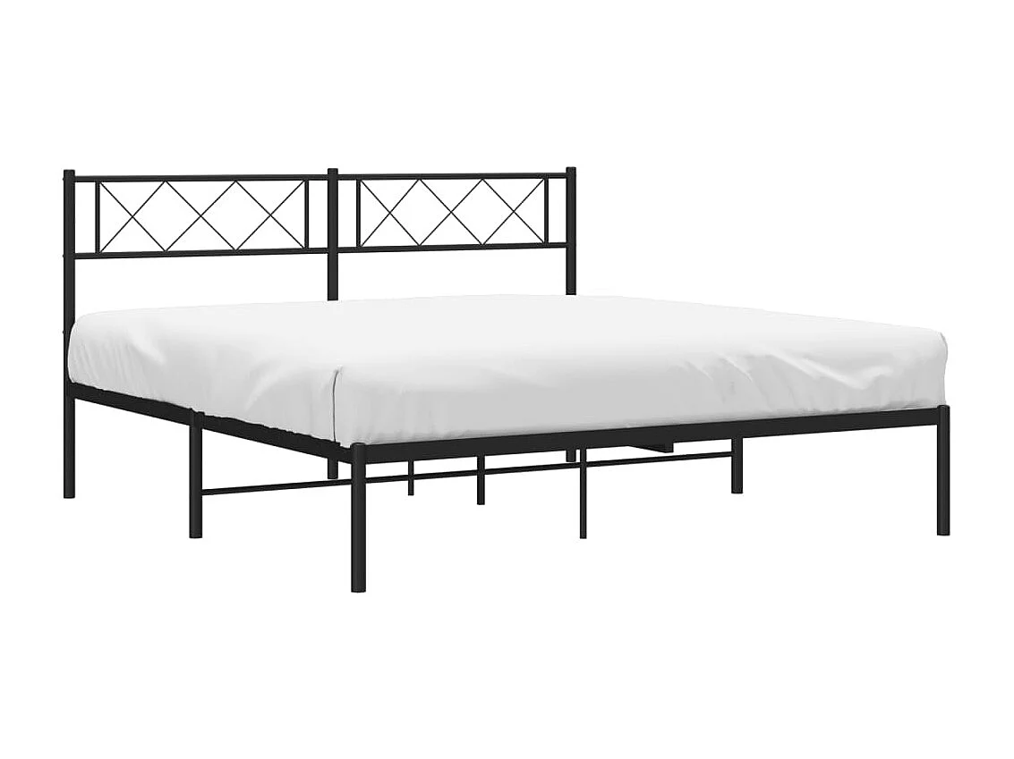 Lit double | Lit adulte | Cadre de lit métal et tête de lit noir 160x200 cm