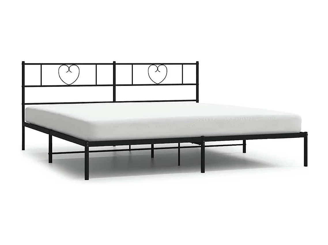 Lit double | Lit adulte | Cadre de lit métal avec tête de lit noir 183x213cm