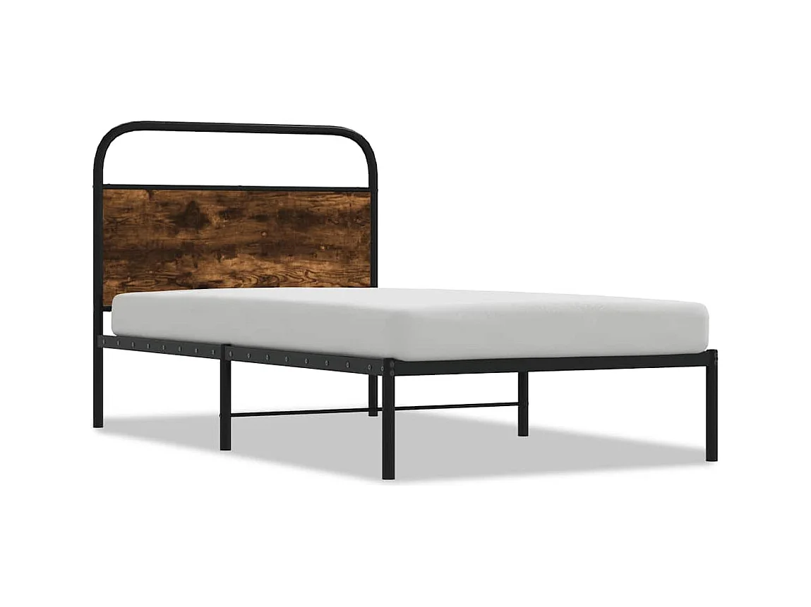 Letto per adulti | Letto singolo | Giroletto senza Materasso Rovere Fumo 107x203 cm in Truciolato