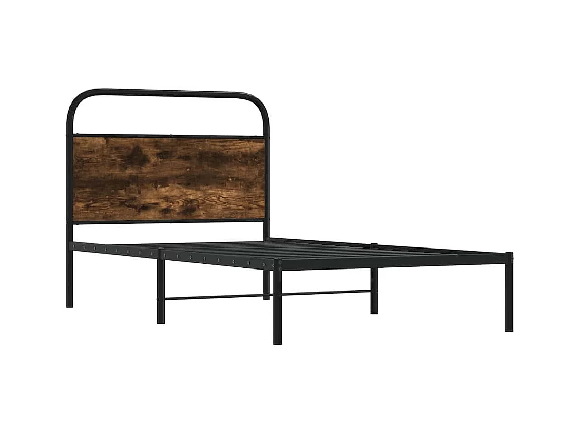 Letto per adulti | Letto singolo | Giroletto senza Materasso Rovere Fumo 107x203 cm in Truciolato