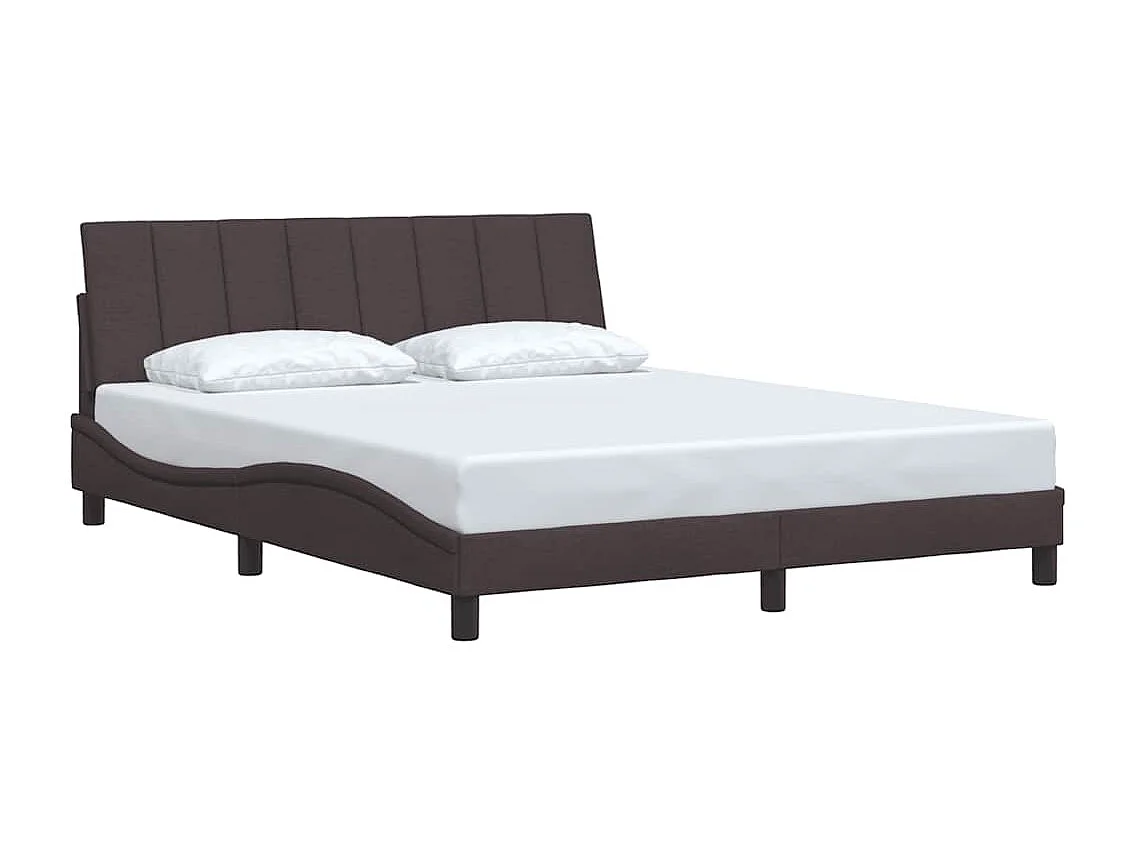 Lit double | Lit adulte | Cadre de lit marron foncé 160x200 cm tissu