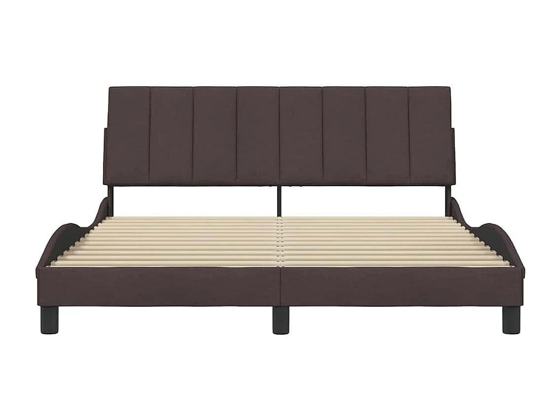 Lit double | Lit adulte | Cadre de lit marron foncé 160x200 cm tissu