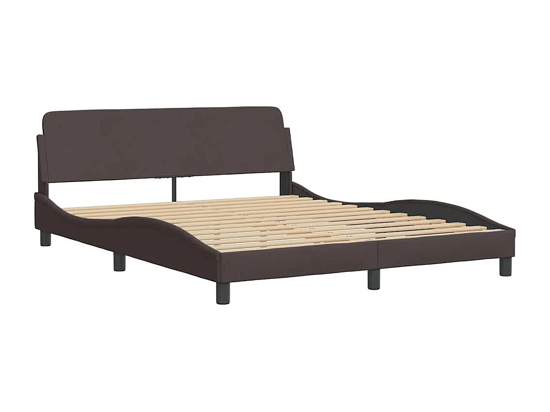 Lit double | Lit adulte | Cadre de lit marron foncé 160x200 cm tissu
