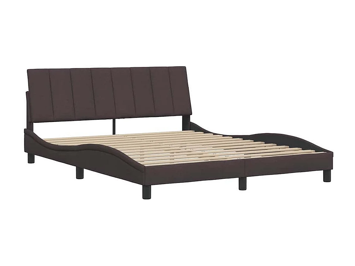 Lit double | Lit adulte | Cadre de lit marron foncé 160x200 cm tissu