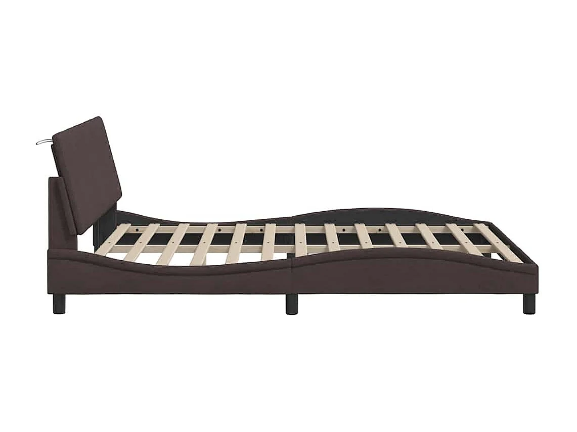Lit double | Lit adulte | Cadre de lit marron foncé 160x200 cm tissu