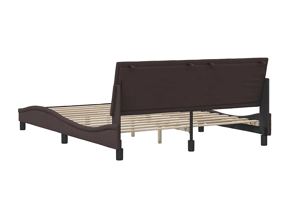Lit double | Lit adulte | Cadre de lit marron foncé 160x200 cm tissu