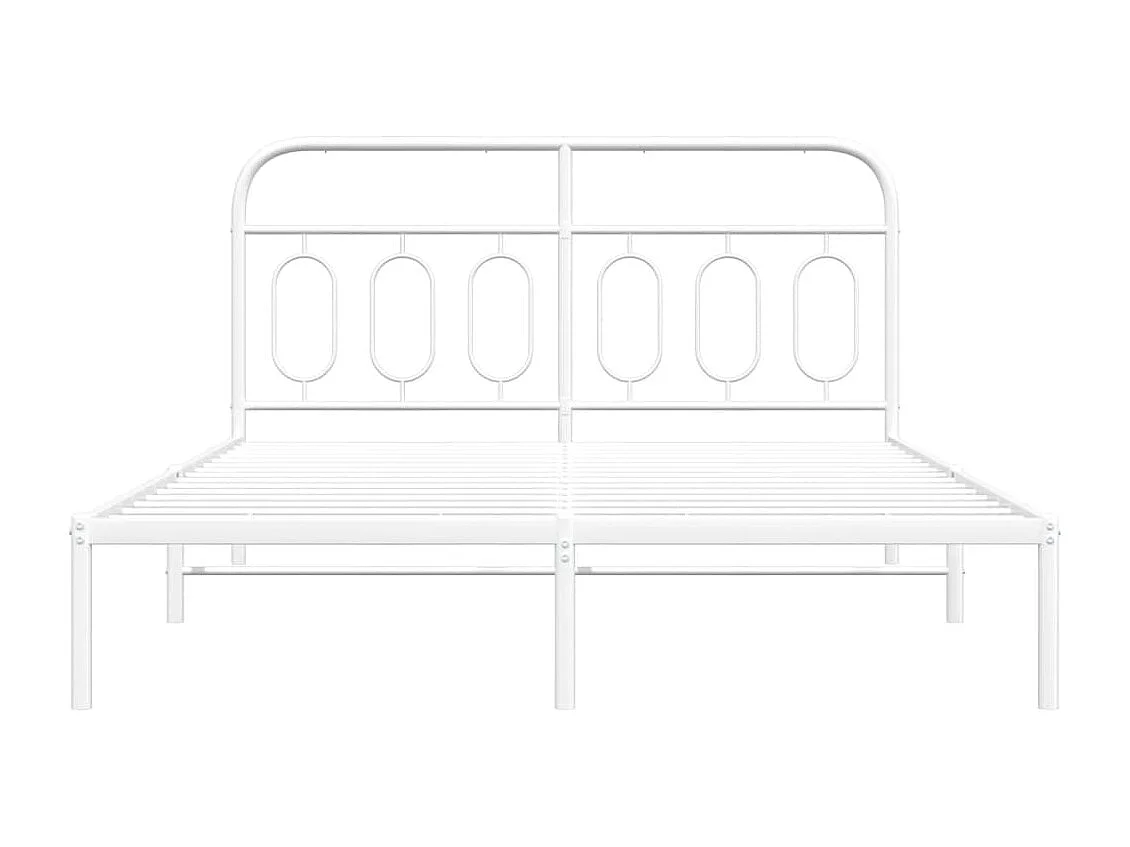 Lit double | Lit adulte | Cadre de lit métal et tête de lit blanc 140x200 cm