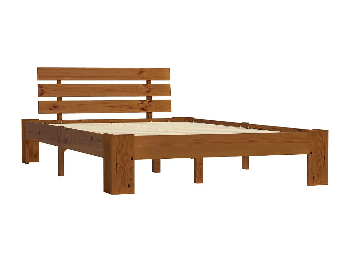 Lit simple | Lit adulte, enfant | Cadre de lit marron miel 120x200 cm pin massif