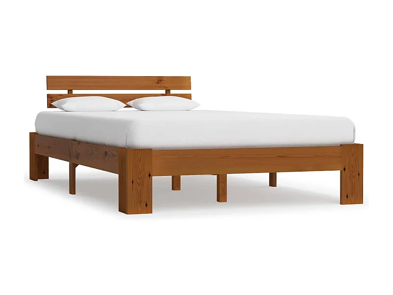 Lit simple | Lit adulte, enfant | Cadre de lit marron miel 120x200 cm pin massif