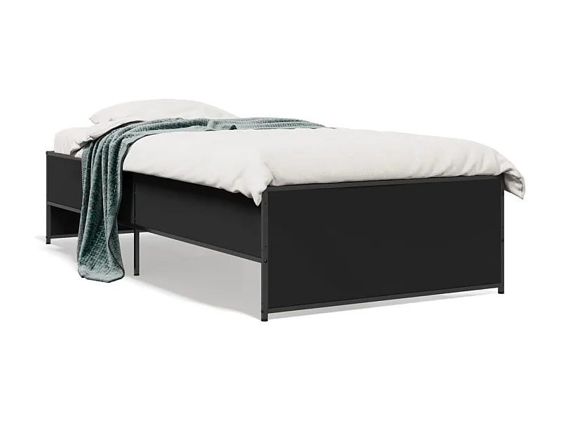 Lit simple | Lit adulte, enfant | Cadre de lit noir 100x200 cm
