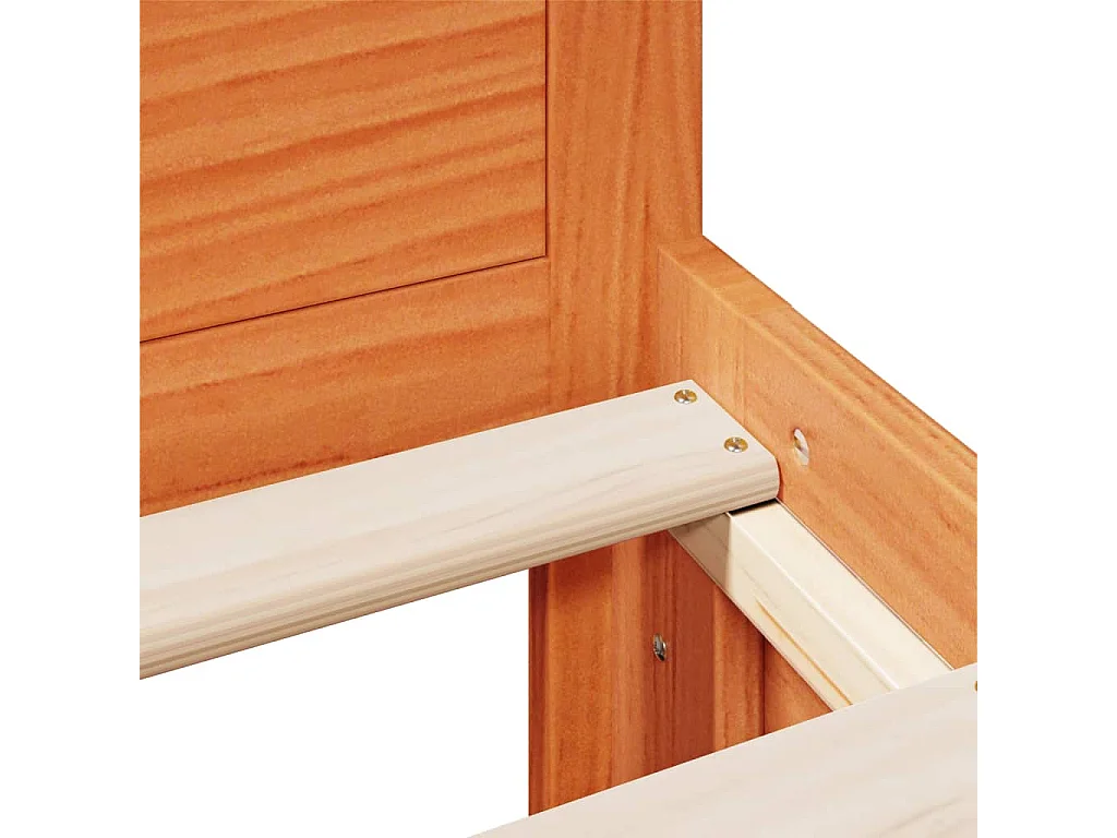 Lit simple | Lit adulte, enfant | Cadre de lit avec tête de lit brun cire 120x200 cm