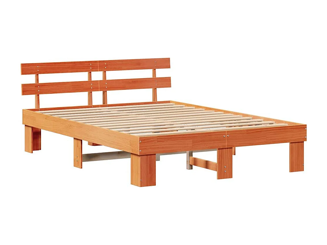Lit double | Lit adulte | Cadre de lit Marron 140x200 cm Bois de pin massif