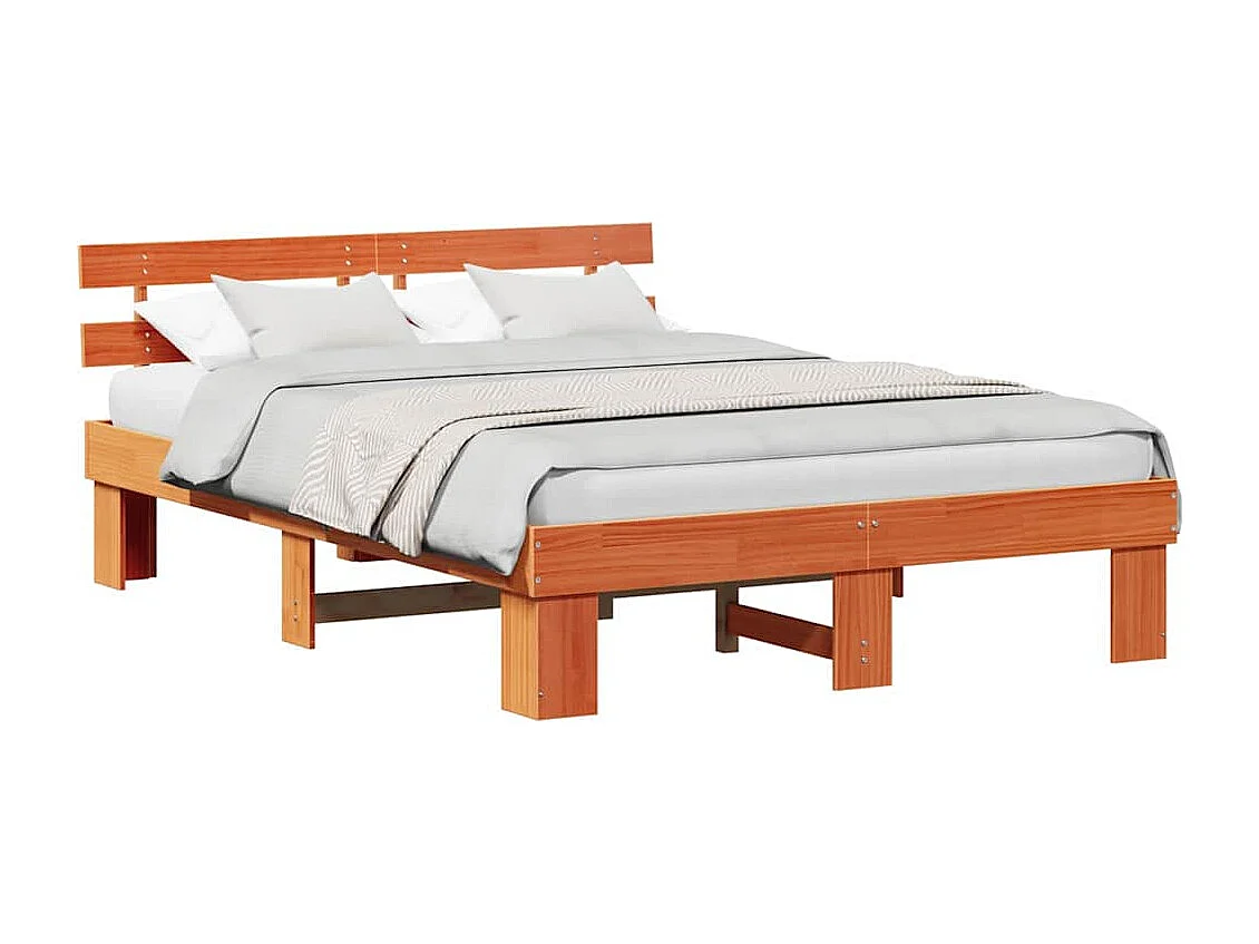 Lit double | Lit adulte | Cadre de lit Marron 140x200 cm Bois de pin massif