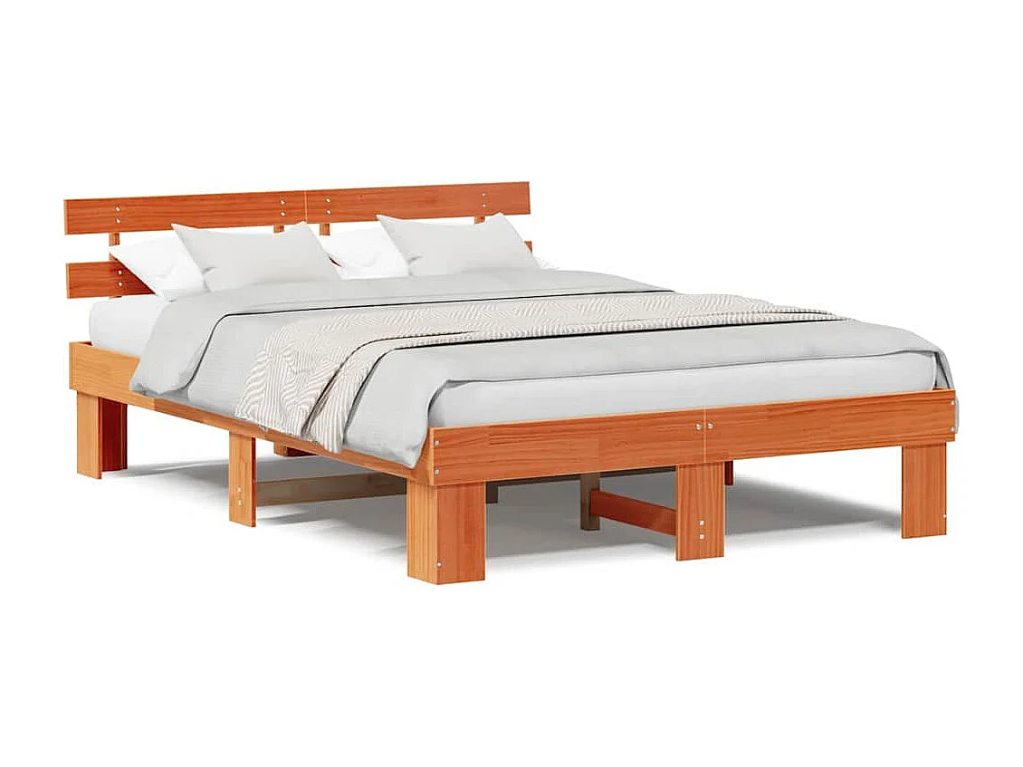 Lit double | Lit adulte | Cadre de lit Marron 140x200 cm Bois de pin massif