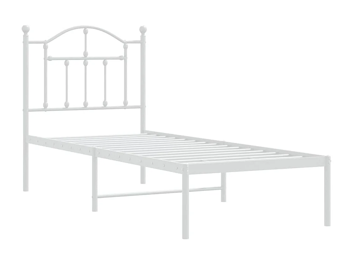 Lit simple | Lit adulte, enfant | Cadre de lit métal avec tête de lit blanc 75x190cm
