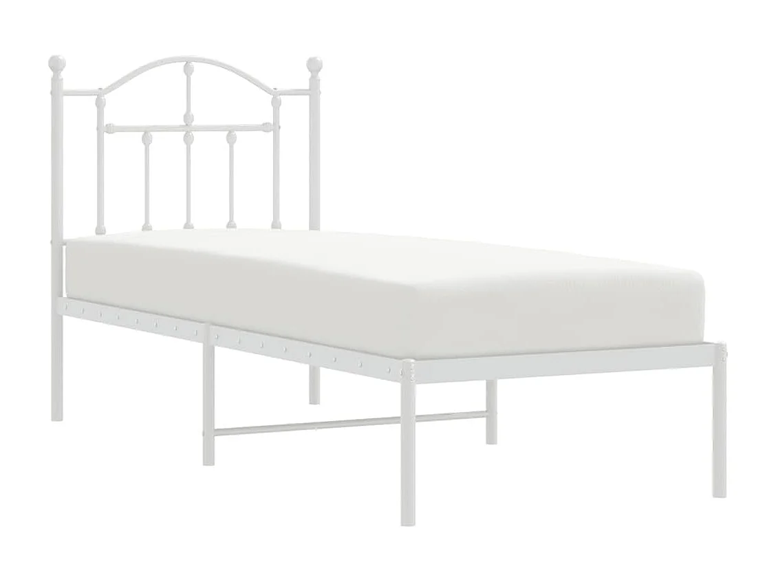 Lit simple | Lit adulte, enfant | Cadre de lit métal avec tête de lit blanc 75x190cm