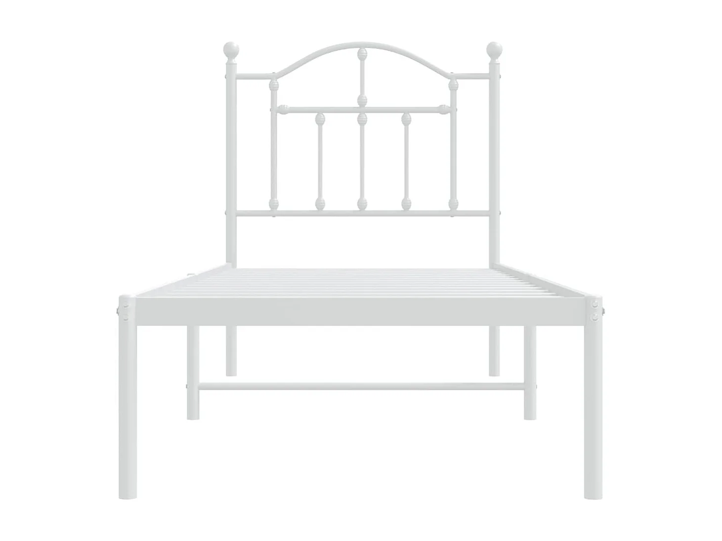 Lit simple | Lit adulte, enfant | Cadre de lit métal avec tête de lit blanc 75x190cm