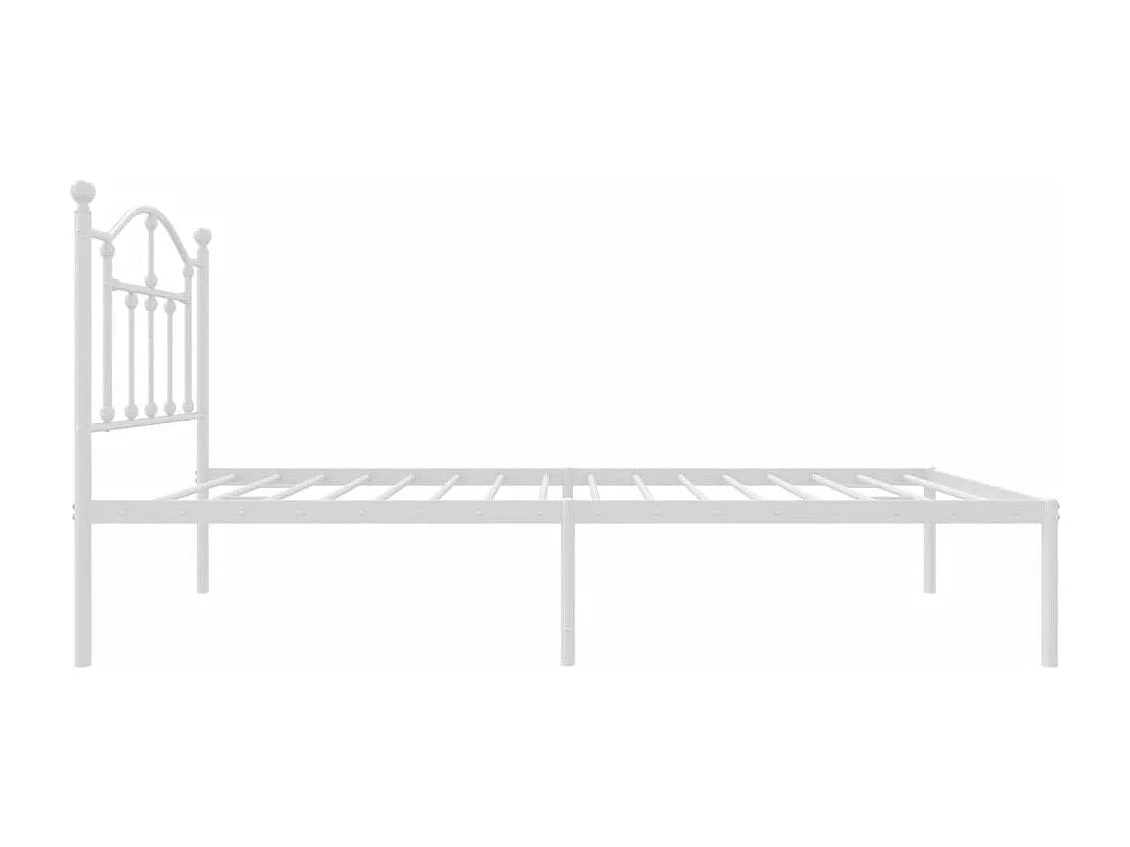 Lit simple | Lit adulte, enfant | Cadre de lit métal avec tête de lit blanc 75x190cm