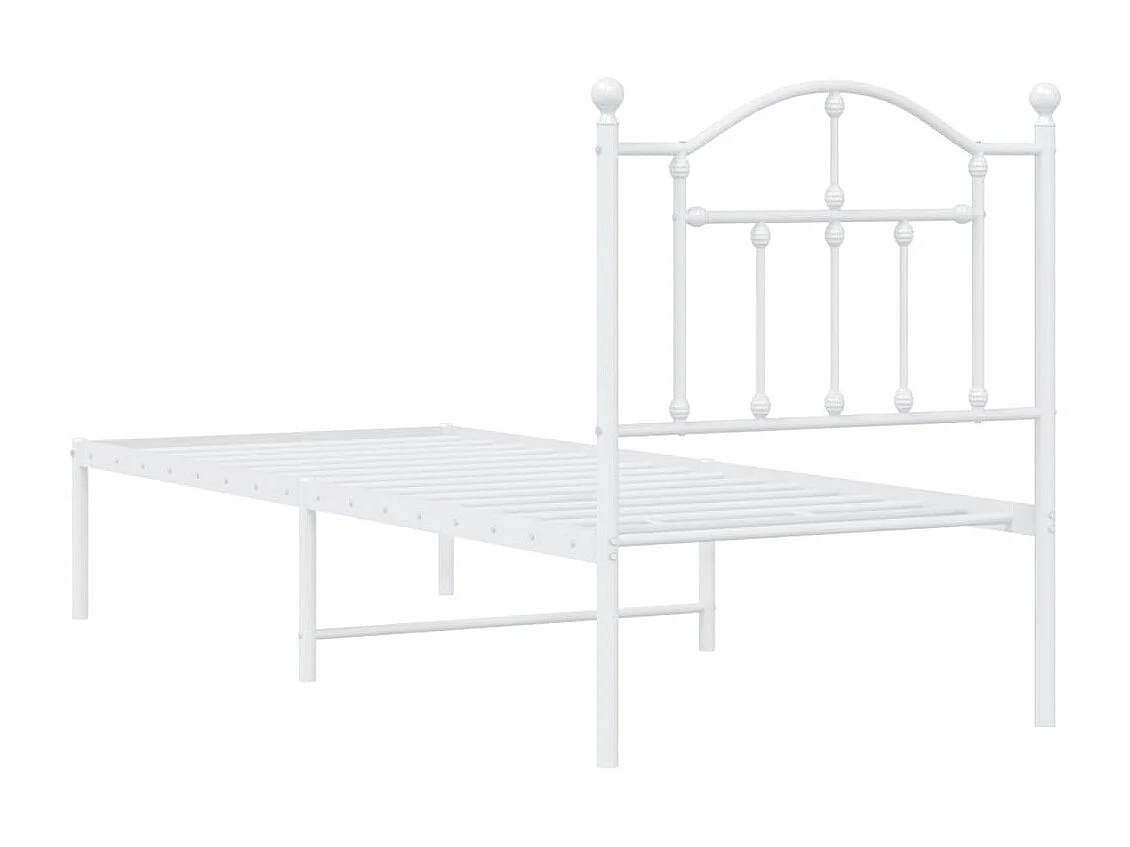 Lit simple | Lit adulte, enfant | Cadre de lit métal avec tête de lit blanc 75x190cm