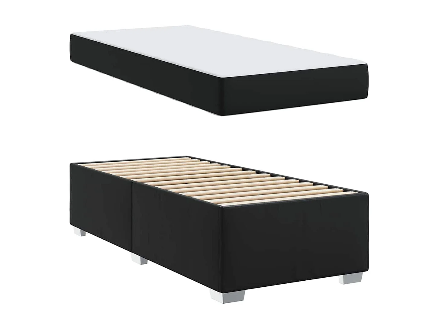Lit simple | Lit adulte, enfant | Cadre de lit Noir 100x200 cm Faux cuir