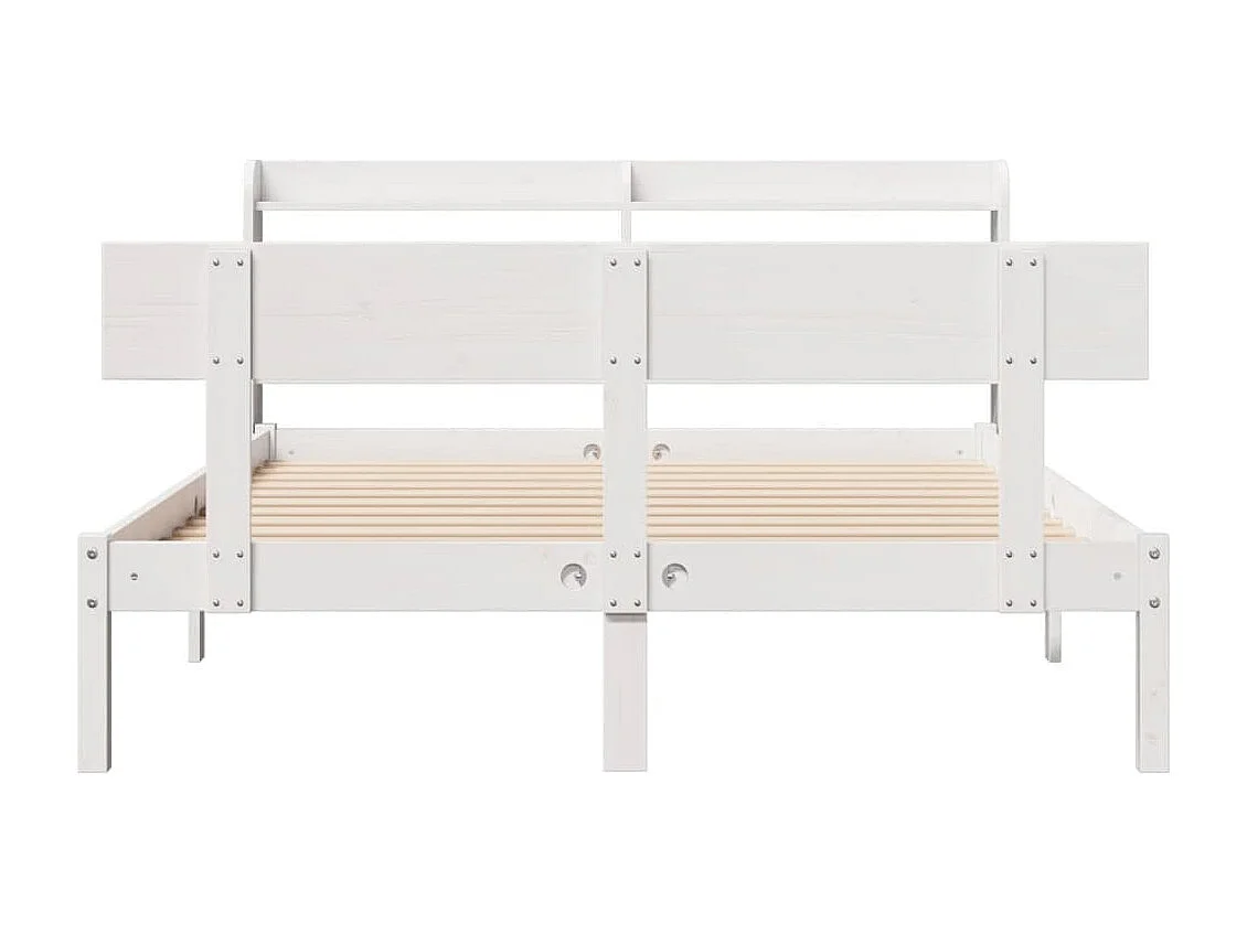 Lit double | Lit adulte | Cadre de lit blanc 140x190 cm bois de pin massif