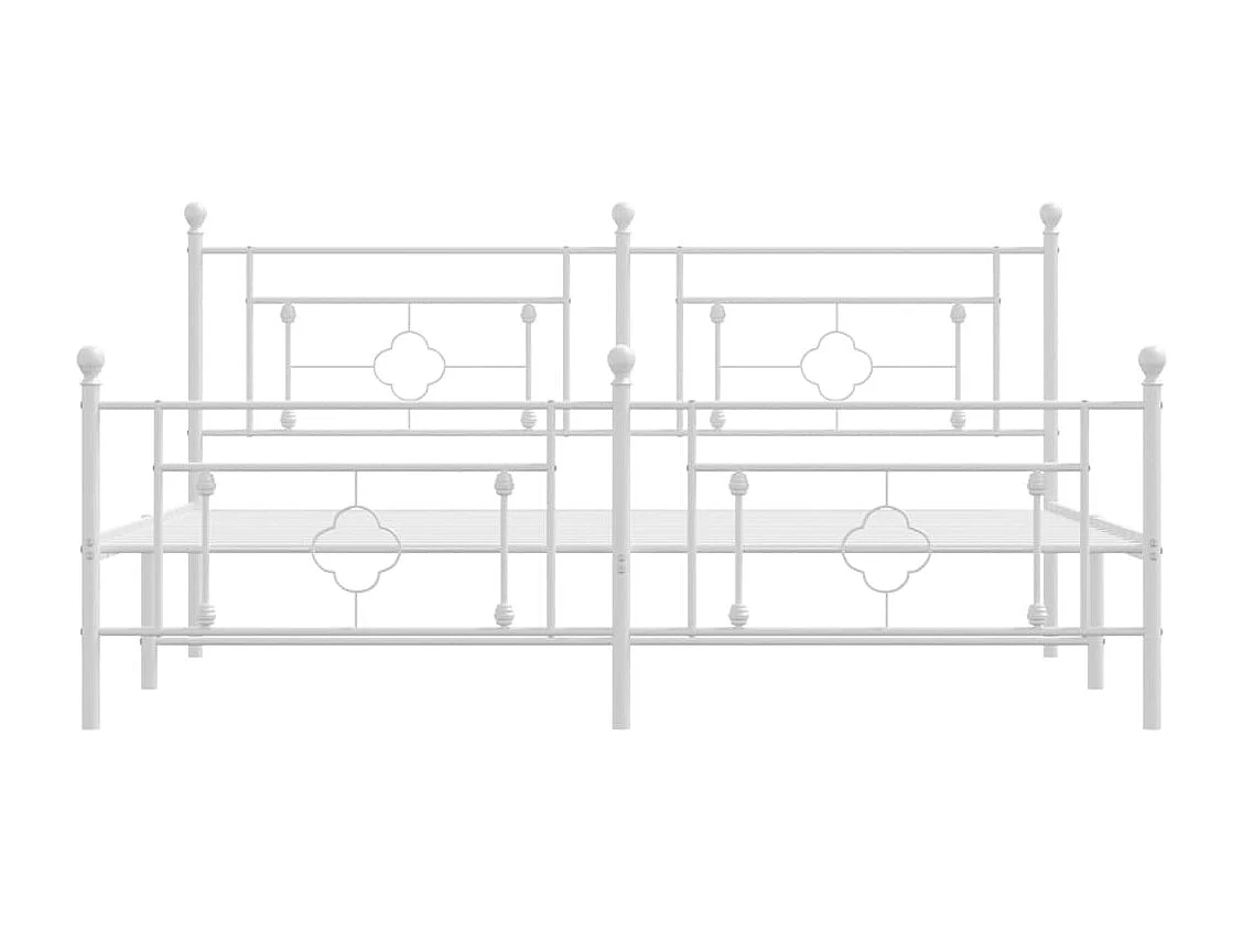 Lit double | Lit adulte | Cadre de lit métal et pied de lit blanc 183x213 cm