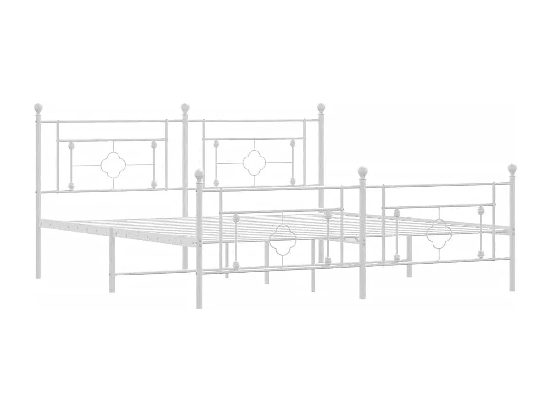 Lit double | Lit adulte | Cadre de lit métal et pied de lit blanc 183x213 cm