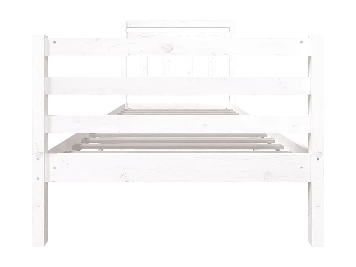 Lit simple | Lit adulte, enfant | Cadre de lit blanc bois massif 90x190 cm