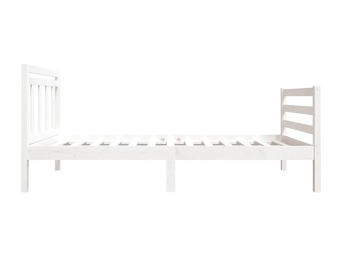 Lit simple | Lit adulte, enfant | Cadre de lit blanc bois massif 90x190 cm