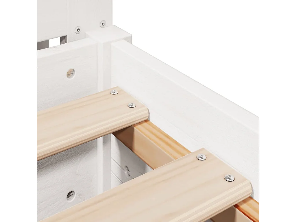 Lit simple | Lit adulte, enfant | Cadre de lit blanc 90x190 cm bois de pin massif