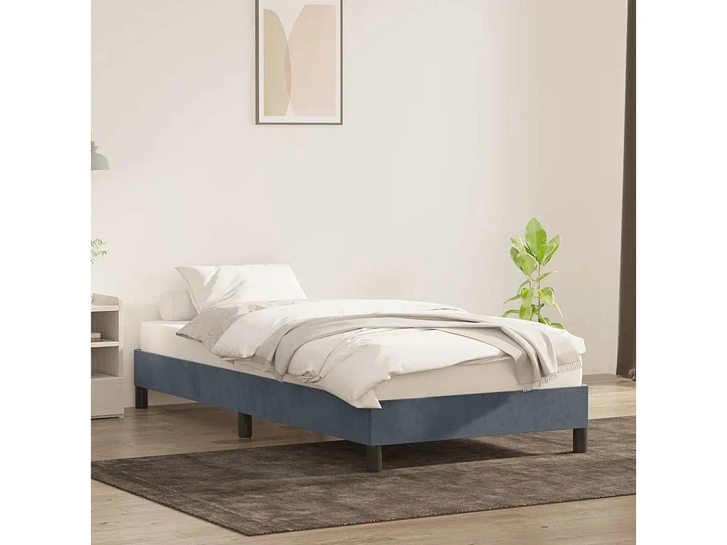 Lit simple | Lit adulte, enfant | Cadre de lit gris foncé 80x210 cm velours