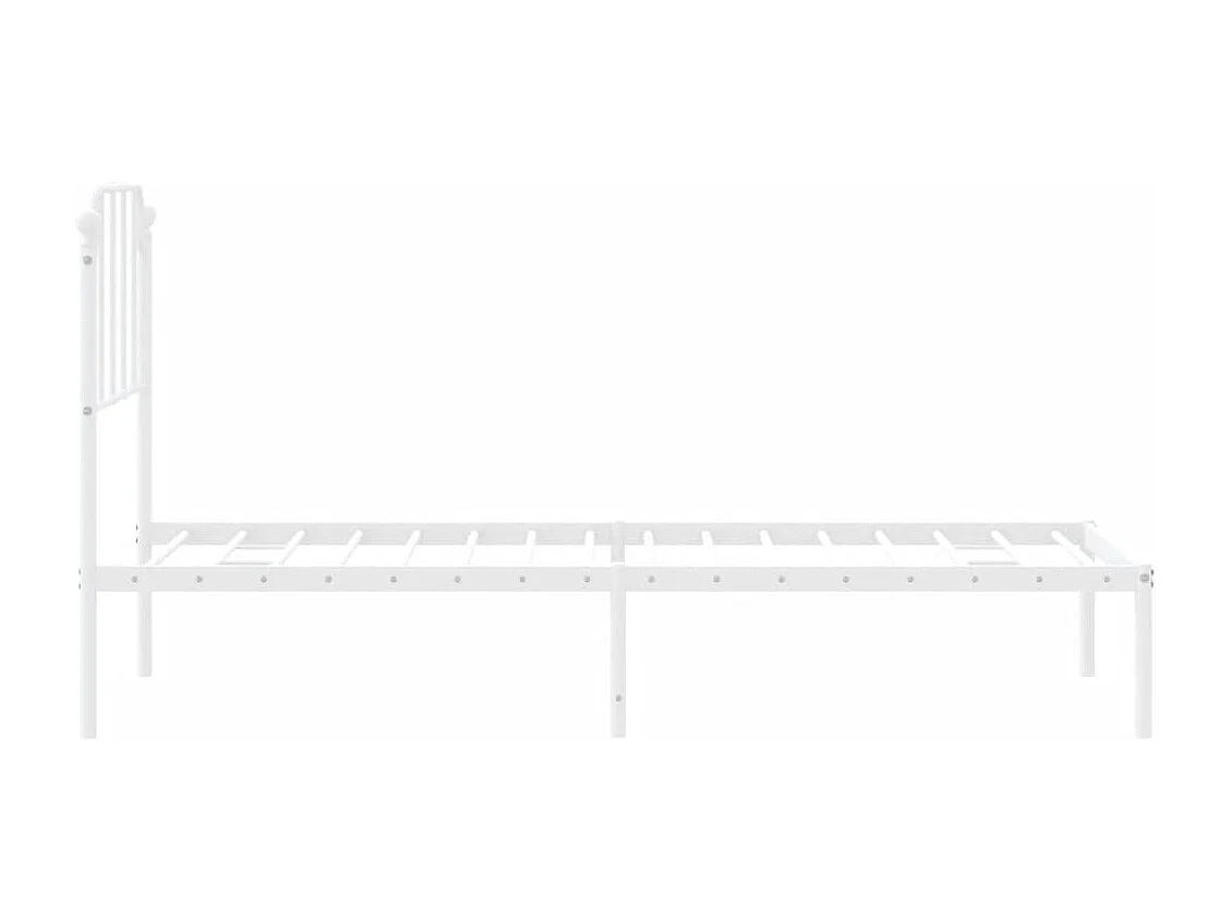 Lit simple | Lit adulte, enfant | Cadre de lit métal avec tête de lit blanc 80x200cm