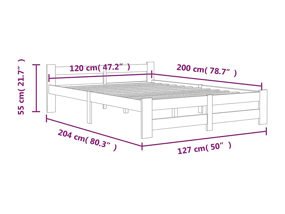 Lit simple | Lit adulte, enfant | Cadre de lit gris foncé pin massif 120x200 cm
