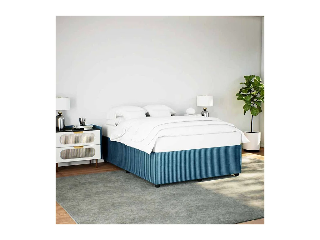 Letto per adulti | Letto matrimoniale | Giroletto Blu 140x200 cm in Velluto