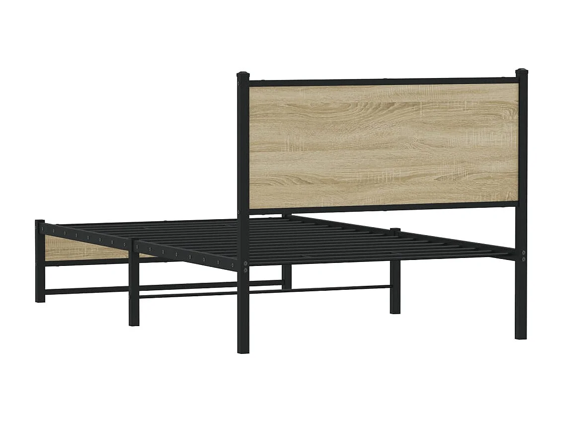 Letto per adulti | Letto singolo | Giroletto senza Materaso in Metallo Rovere Sonoma 100x200 cm