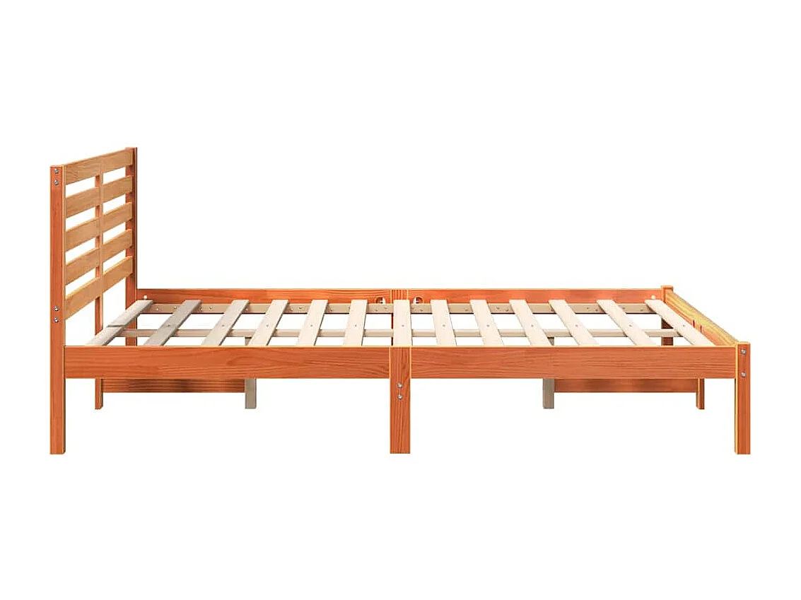 Lit double | Lit adulte | Cadre de lit Marron cire 135x190 cm Bois massif en pin