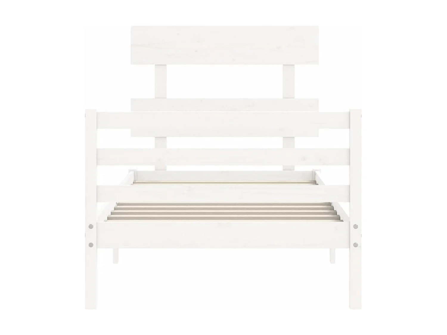 Lit simple | Lit adulte, enfant | Cadre de lit blanc bois massif 90x190 cm