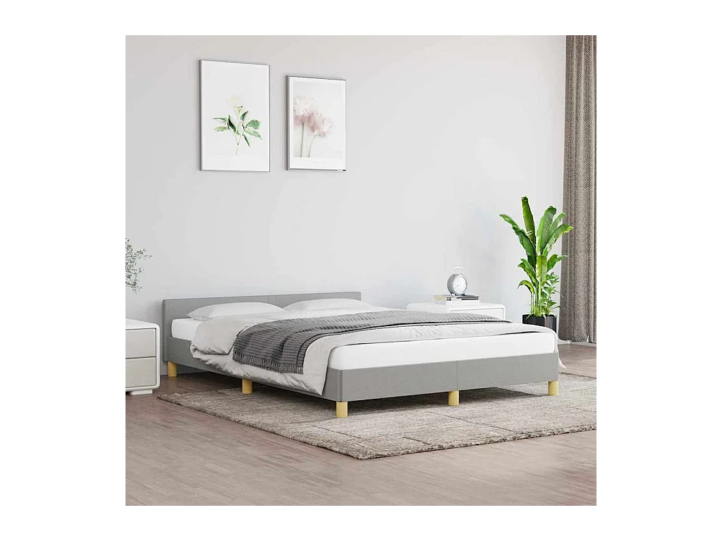 Lit double | Lit adulte | Cadre de lit gris clair 140x190 cm tissu
