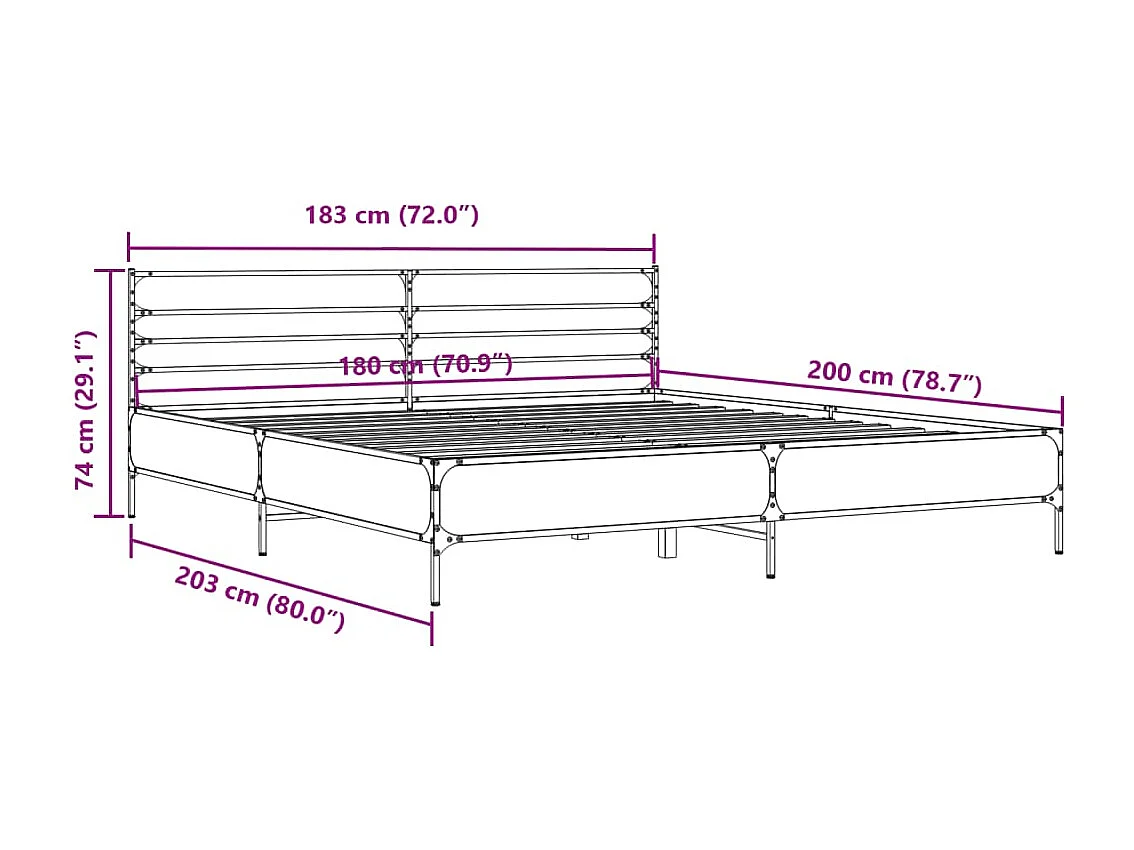Lit double | Lit adulte | Cadre de lit chêne marron 180x200 cm