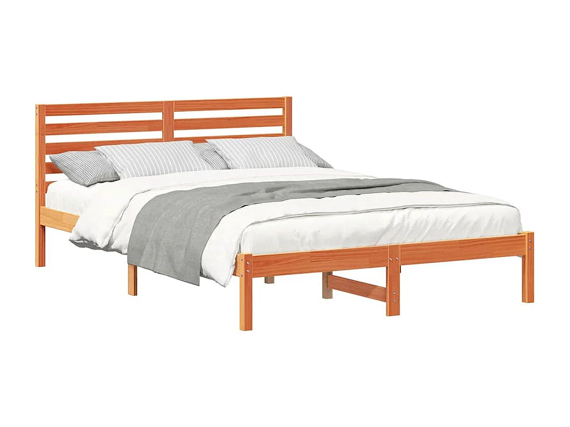 Lit double | Lit adulte | Cadre de lit Marron cire 140x210 cm Bois massif en pin