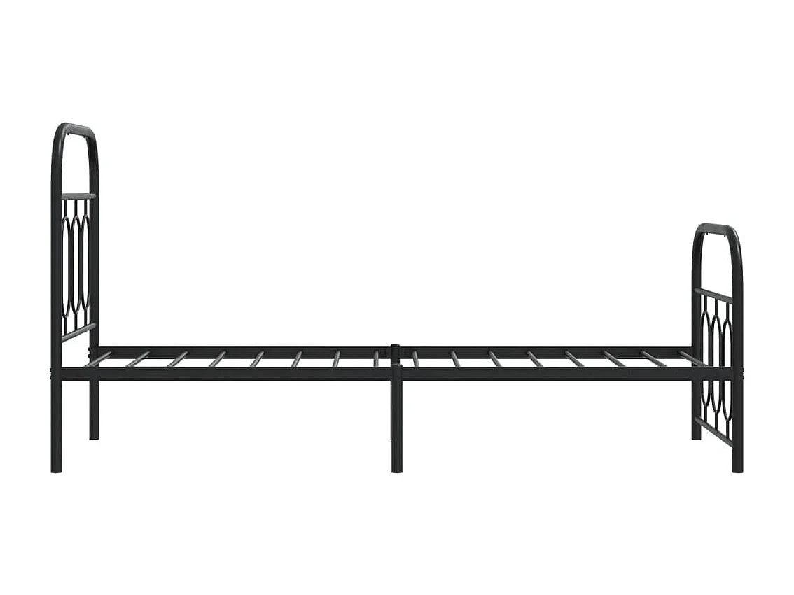 Lit simple | Lit adulte, enfant | Cadre de lit métal avec pied de lit noir 75x190 cm