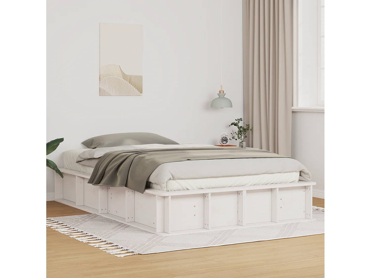 Lit simple | Lit adulte, enfant | Cadre de lit avec stockage Blanc 120x190 cm bois