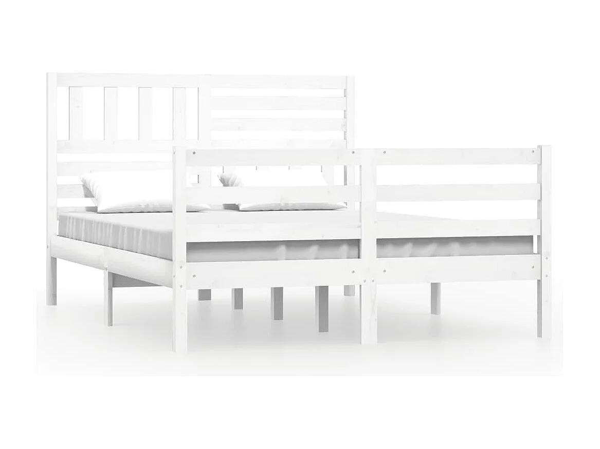 Lit double | Lit adulte | Cadre de lit blanc bois massif 160x200 cm
