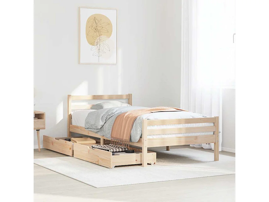 Lit simple | Lit adulte, enfant | Cadre de lit 100x200 cm bois massif de pin